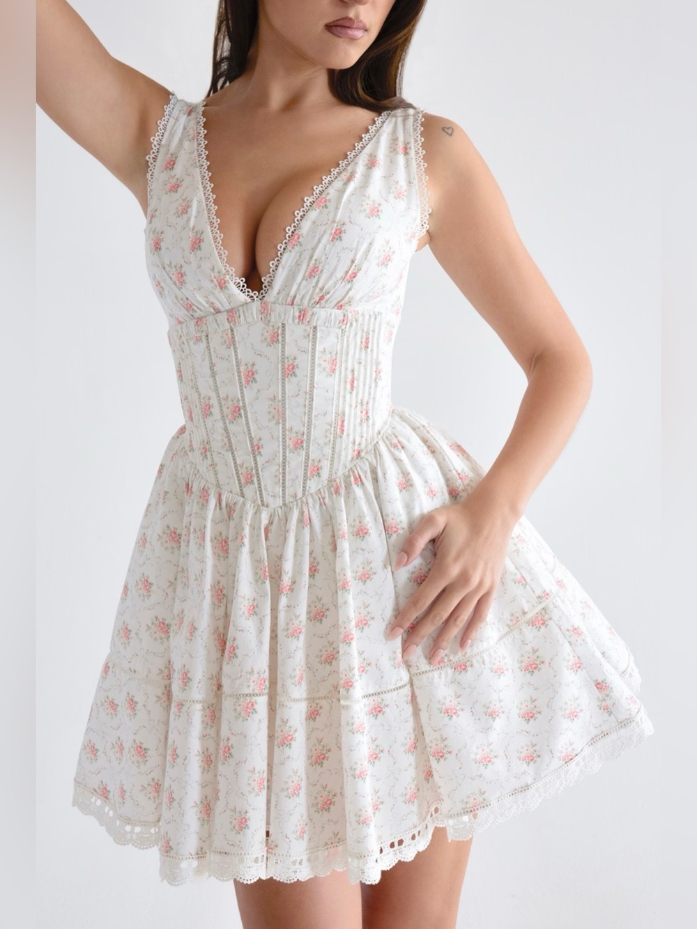 House of CB Salma rose print mini dress - Picture 4 of 16